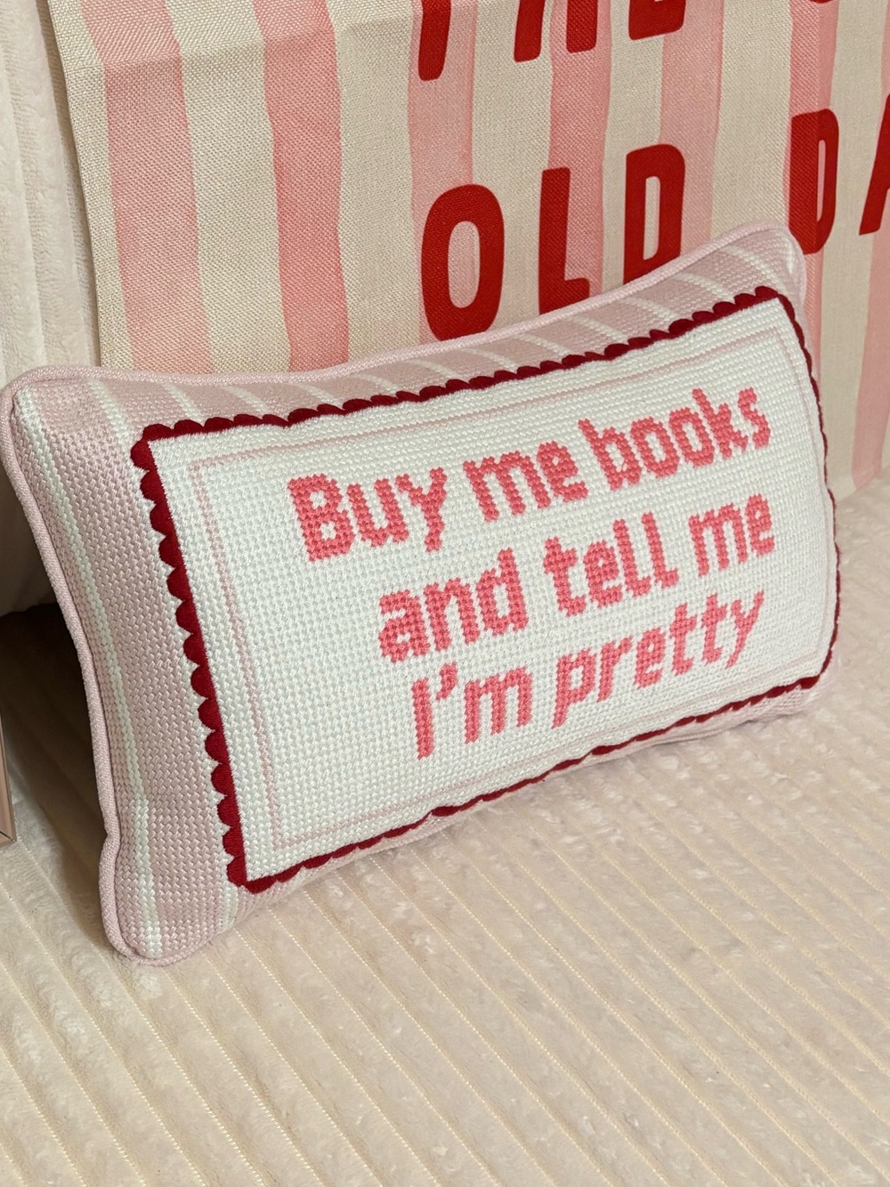 Buy Me Books Decorative Accent Pillow - Pink and Red - Picture 2 of 2